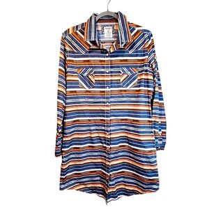 Panhandle Rough Stock Sz L Southwestern Rodeo Pearl Snap Shirt Dress Women #‎